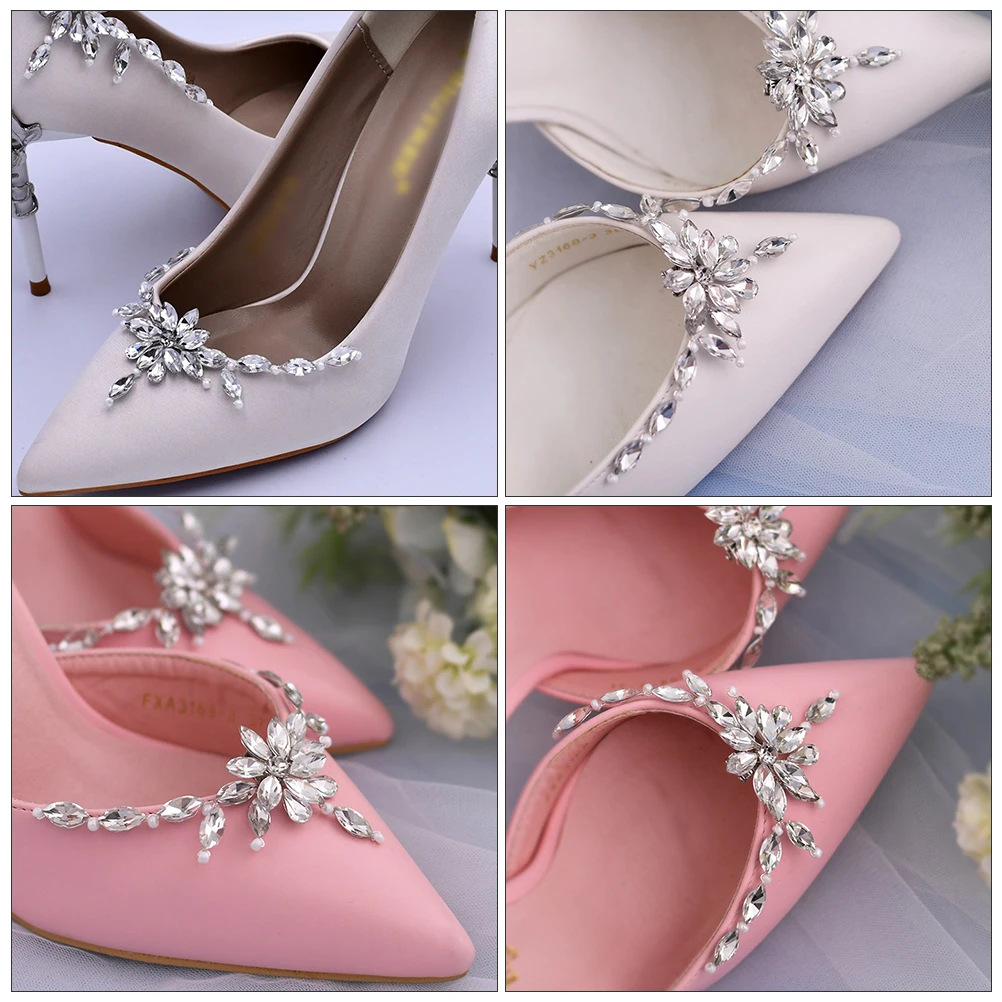 

1 Pair European Bride Buckle Wedding Shoes Decoration Shiny Rhinestone Shoe Clip Diy Decorative Buckles For Heels Sandals Flats