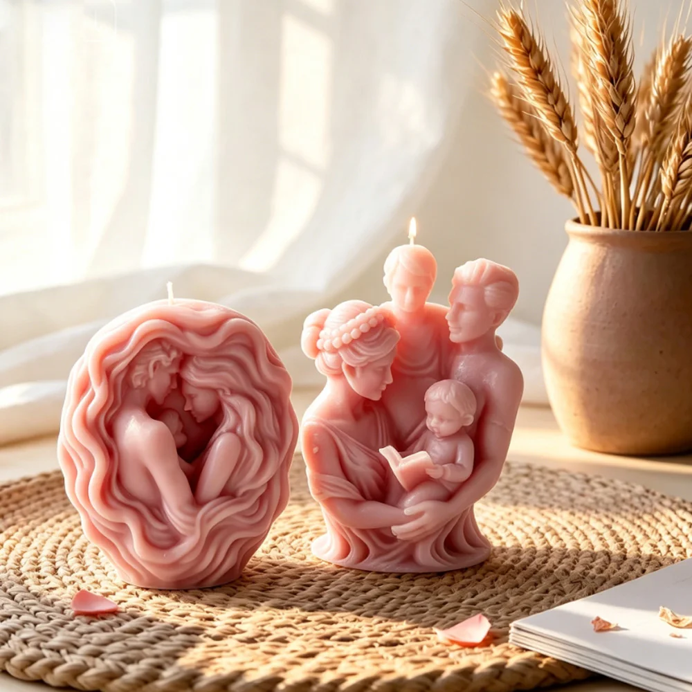 3D Family Hug Silicone Candle Mold Romantic Couple and Parent-Child Plaster Mold Suitable for DIY Wax Making Home Decoration