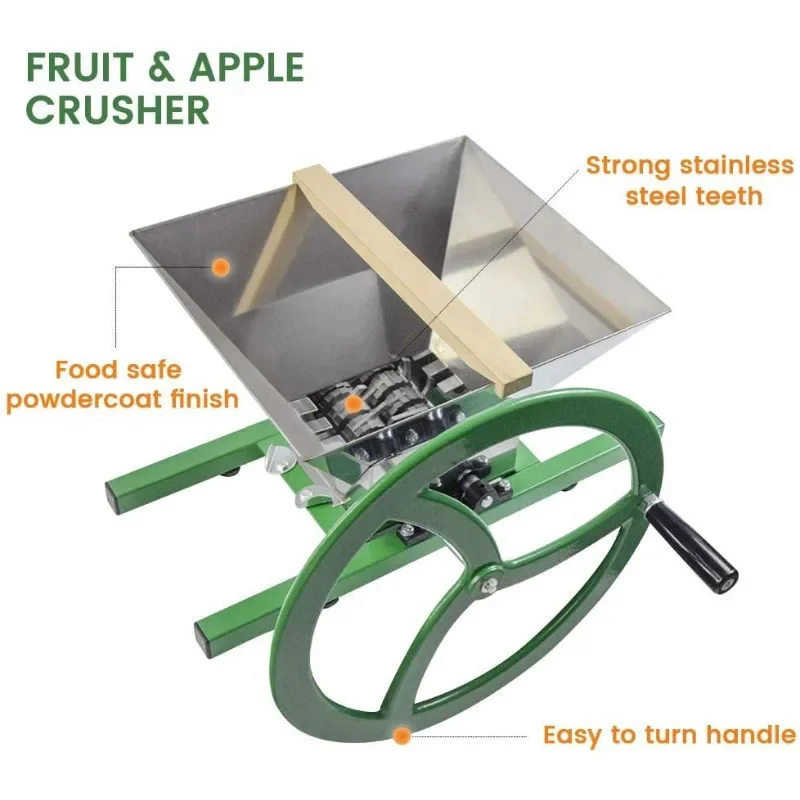 Big Flywheel Apple Crusher Hand Shake Stainless Steel Homemade Apple Wine 7L Crusher