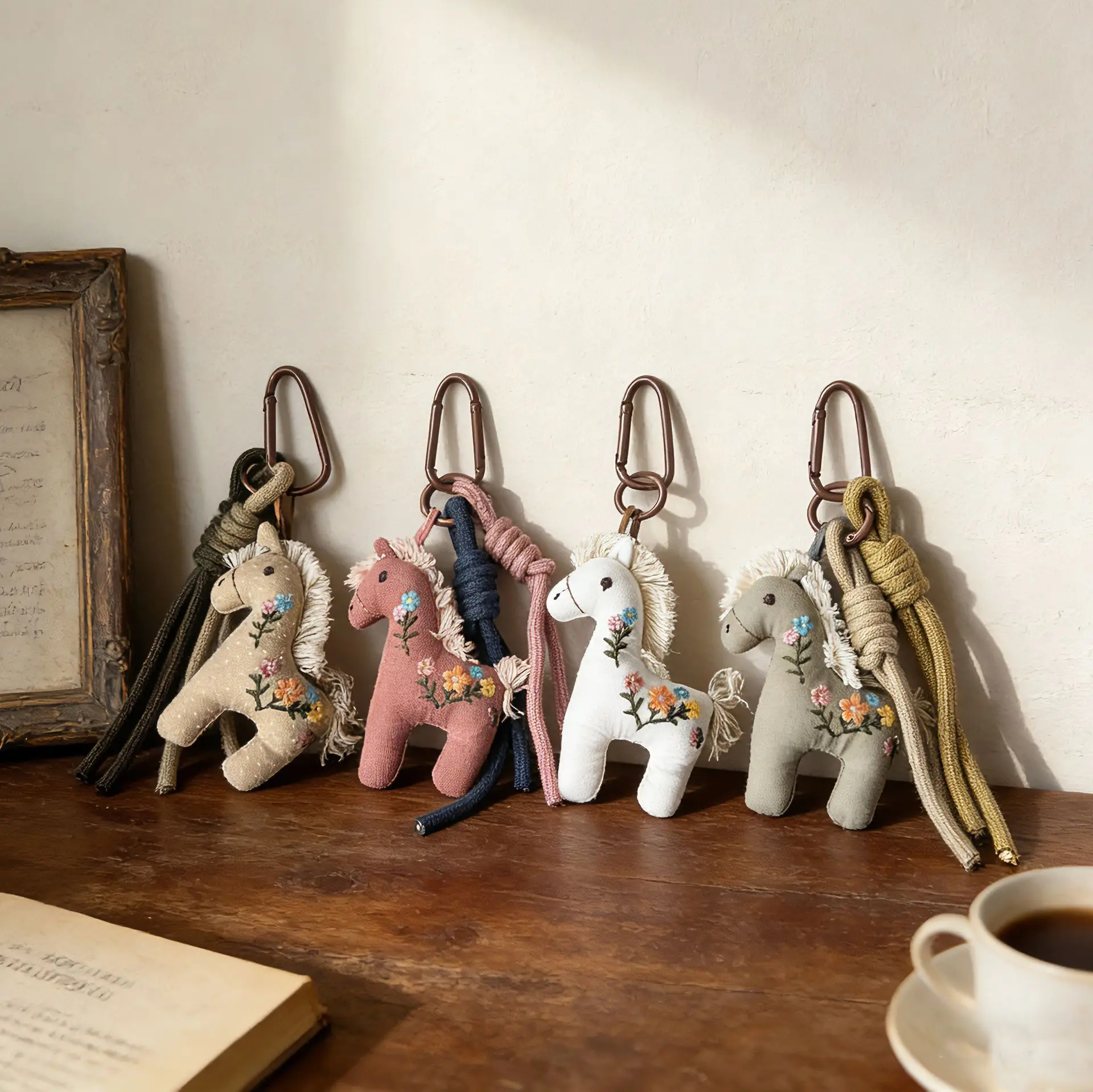 Keychain Charm Fabric 3D Flower Animal Cartoon Doll Sweet Forest Style Vintage Bag Pendant Lanyard Student Daily Decoration DIY