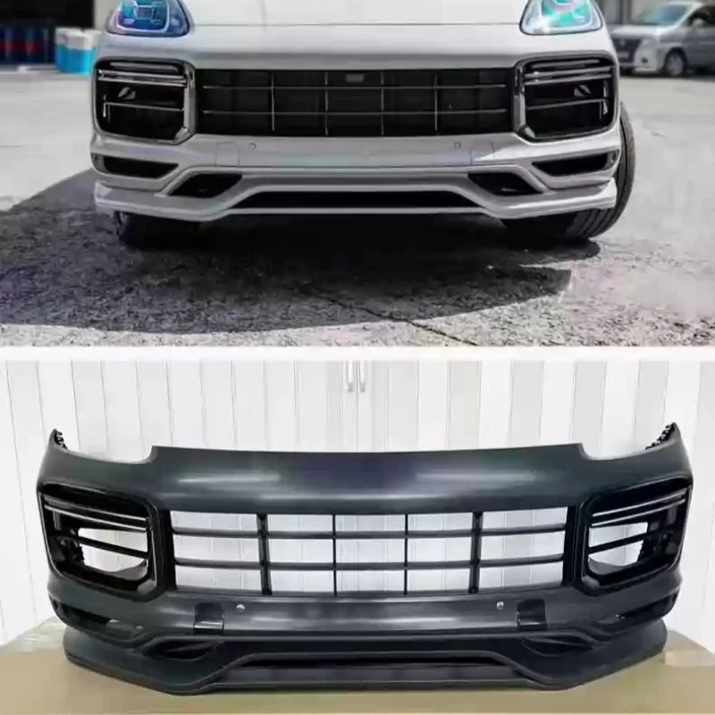 

PP Material Front Bumper Assembly for Porsche Cayenne 18-23 Upgraded to Turbo Style Car Bumper Body Kit