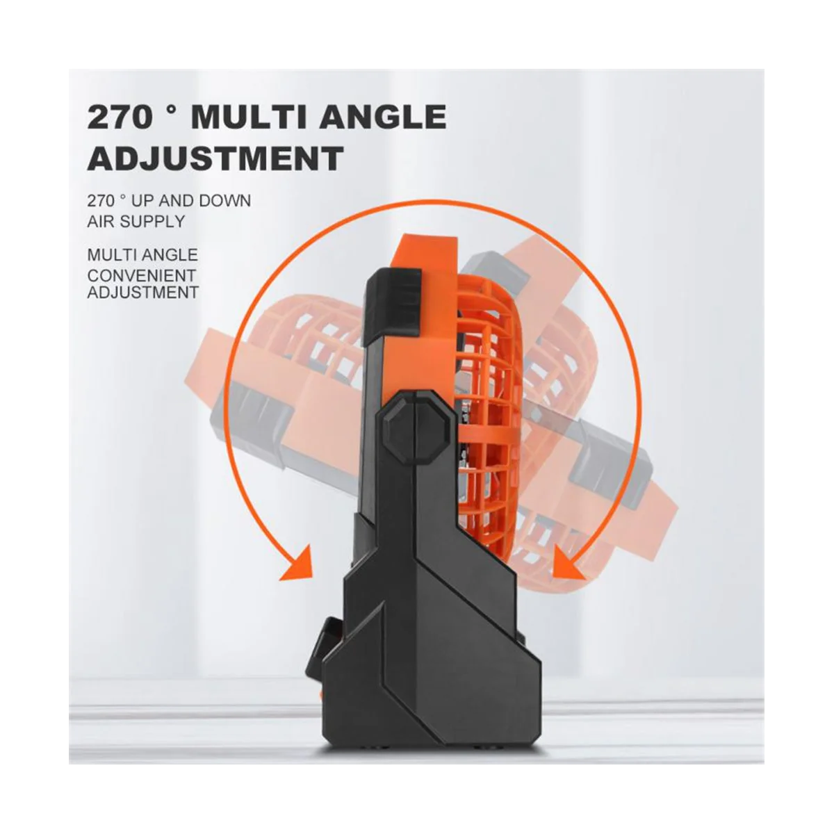 LEDライト付きポータブルキャンプファン、充電式バッテリー駆動、LEDナイトライト付き屋外テントファン、オレンジ、7800mah