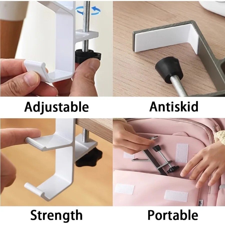 3 عبوات تحت المكتب nt حقيبة حامل هوك المشبك حامل سماعة الرأس على ظهره هوك مكتب هوك مع مشبك ذراع قابل للتعديل BlackA 3 قطعة