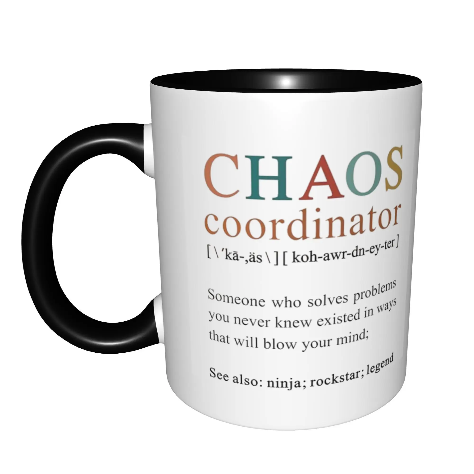 Teacher Employee Appreciation Farewell Chaos Coordinator Mugs With Black Handle Birthday Coffee Mugs Ceramic Tea Cups 11oz