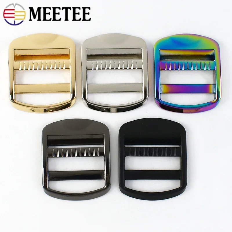 Meetee 4/10Pcs 25mm Backpack Sliders Til-Glide Clasp Metal Adjustment Buckle Bag Strap Hook DIY Webbing Belt Buckles Accessory