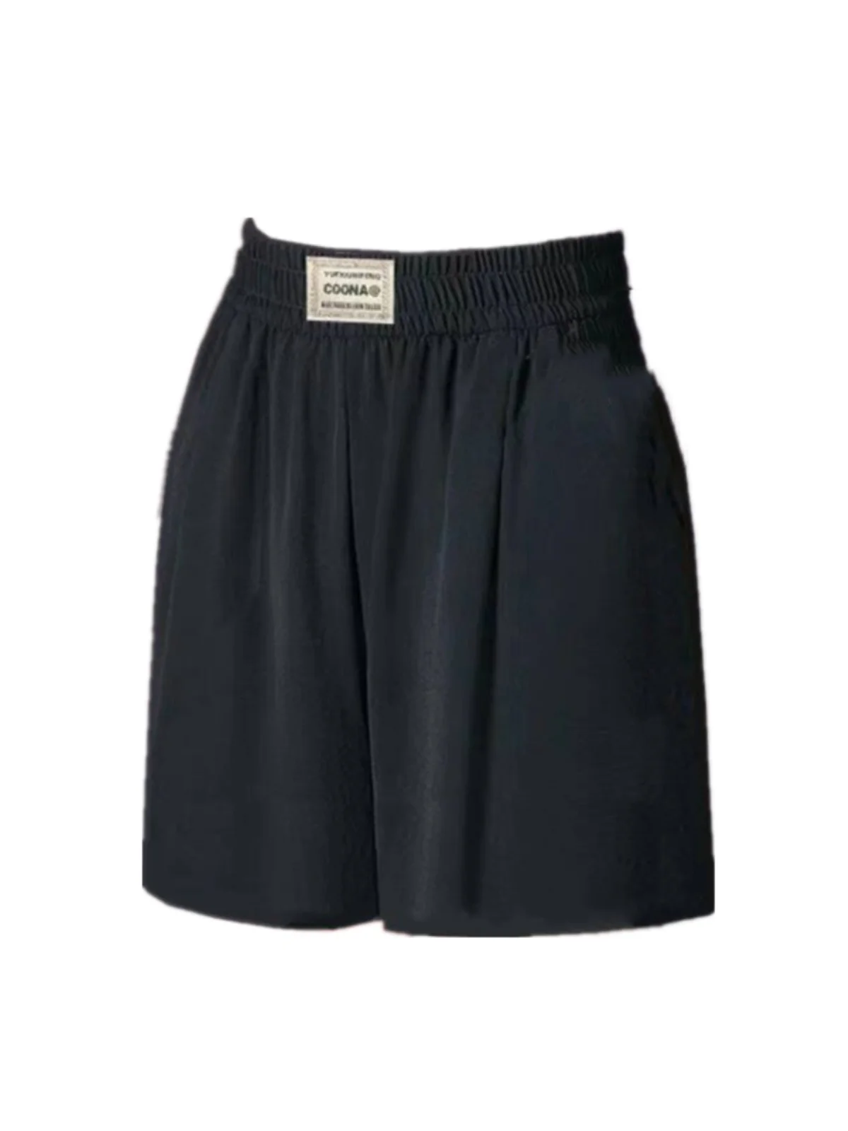 شورت نسائي جديد من الحرير الجليدي والقنب بطول خمسة أرباع، خصر عالي، رفيع، كاجوال، فضفاض، مُصمم للتنحيف، واسع الساقين، متعدد ا...