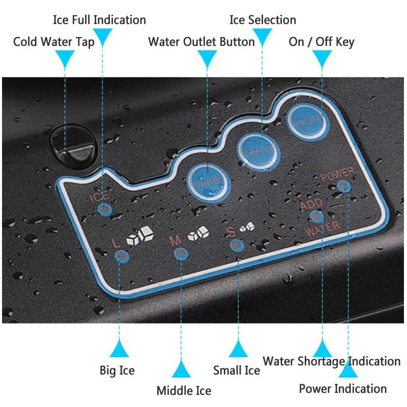 25KG kostkarka do lodu reklama elektryczna kostkarka do lodu małych domowych wielofunkcyjnych woda butelkowana automatycznych Panel po angielsku