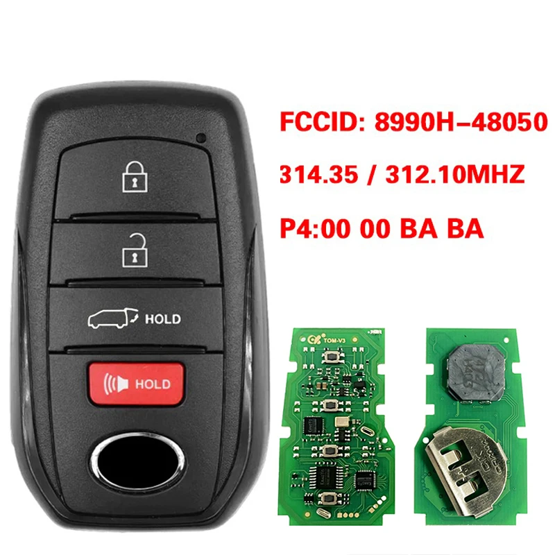 CN007319 Aftermarket 4 Buttons Smart Remote Key FCC 8990H-48050 8A Chip 312/314 MHz Keyless Go For Toyota Venza 2021