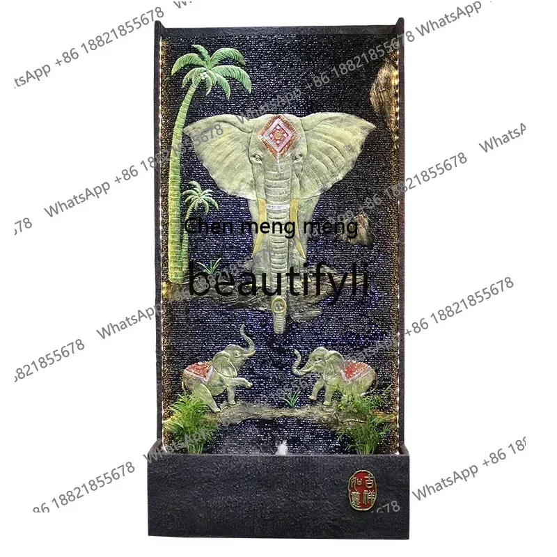D178   New Chinese-style water curtain wall, fountain, flowing water ornament, landing to attract wealth, housewarming