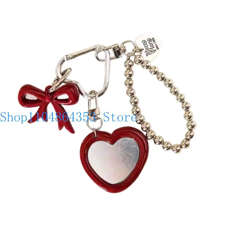 652F Trendiger Herzspiegel, Taschenanhänger, Schlüsselanhänger, Schmuck, Geschenk für Sie, tragbarer Make-up-Spiegel mit – Detail 3