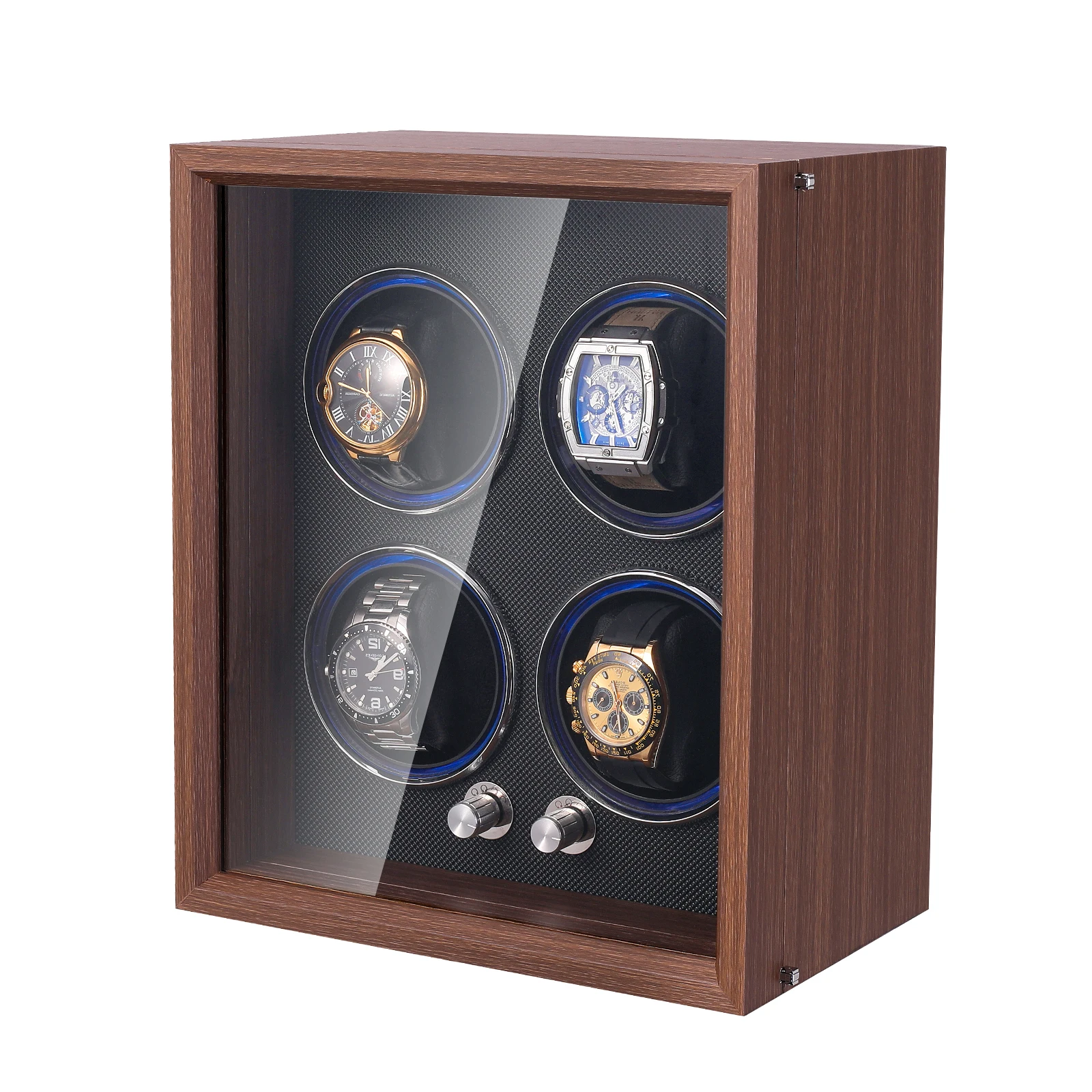 

MINEESI Luxury Custom Oem Odm Rotating Gyro Wooden Four Slots Automatic Safe Watch Winder Box Luxury Clear Custom Logo