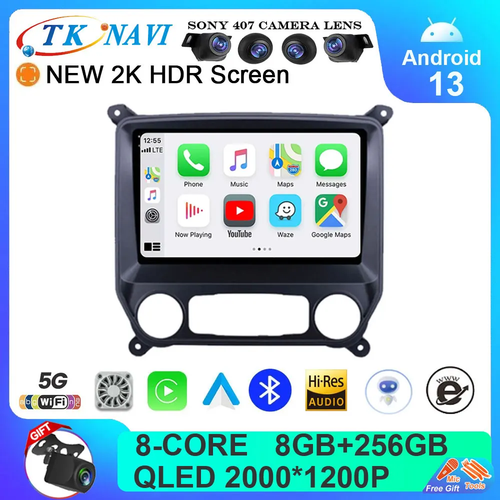 

Android 13 Car Radio Carplay For Chevrolet Colorado 2014 - 2018 GPS For Silverado GMC Sierra VIA Vtrux Truck 2014 - 2018 Stereo