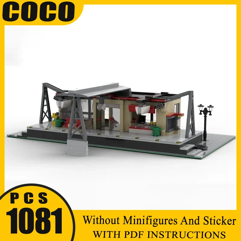 

City Street View Moc Building Bricks Modular Train Station Expanded Model Technology Modular Blocks Gift Toy DIY Assembly