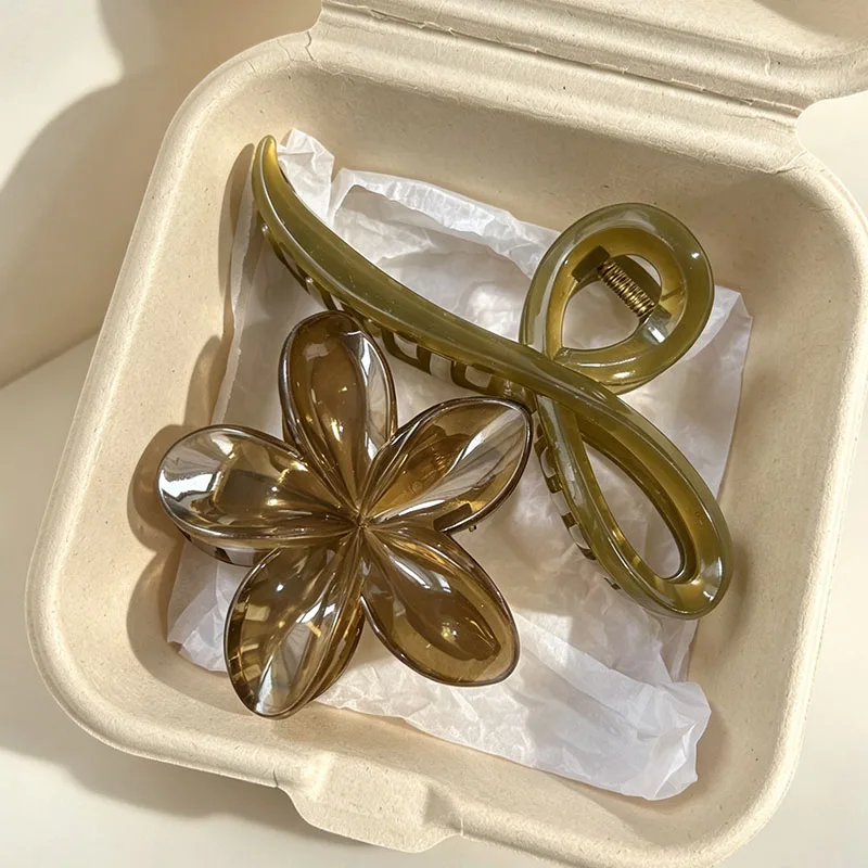 Retro Hawaii Unregelmäßige Strand-Haarklammer für Frauen, Trendige Blumen-Haarspange, Krabben-Haarspange für den Hinterkopf, Party-Haaraccessoires – Detail 18