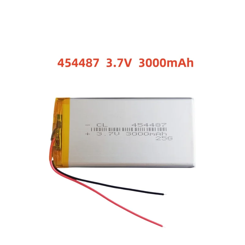 

454487 3.7V 3000mAh Lithium Polymer Rechargeable Battery Lipo Cell Replace For DVD Bluetooth GPS Wired Microphone Audio Compute