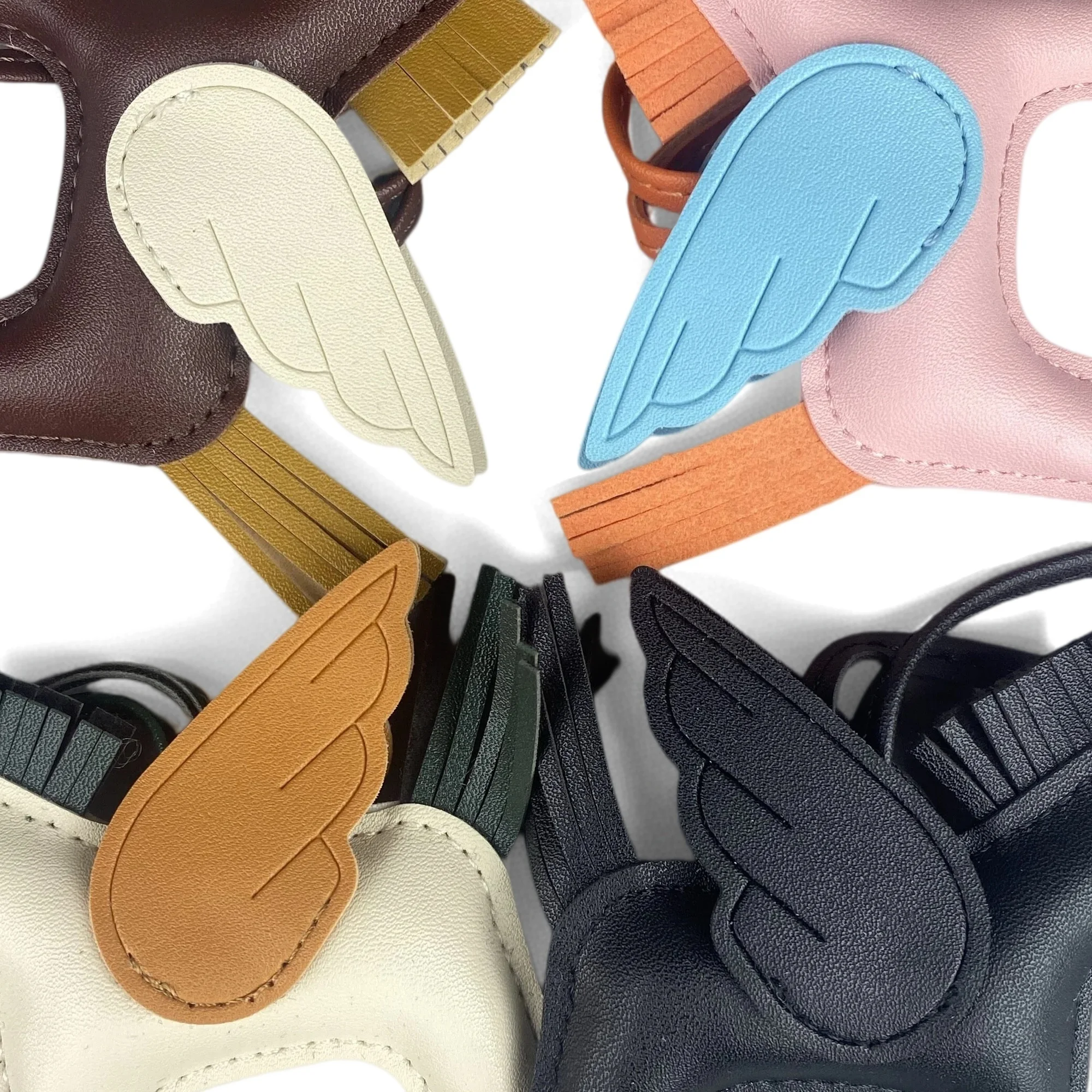 16-Color Winged Pony Leather Bag Charm, PU Leather Flying Horse Charm with Tassel Tail, Stuffed Macaron-Colored Horse Keychain