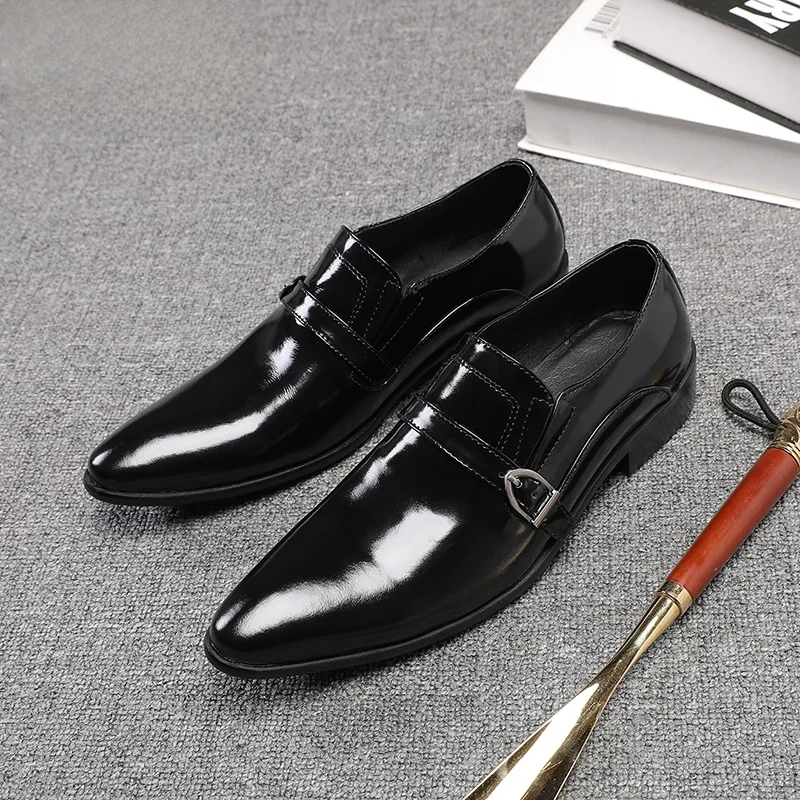 JACKS New Pointed Toe Leather Shoes Genuine Casual Men's Bright Surface Business Leisure Fashionable Men's Shoes