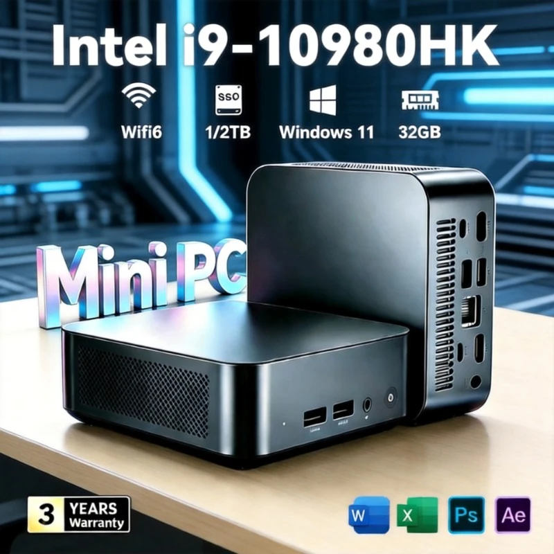 2026 Win11 Pro Intel Core i9 10980HK 16GB DDR4,M.2 SSD,WiFi 6,BT5.2,4K UHD Supportble,Gaming PC Ultra Compact Gaming Desktop