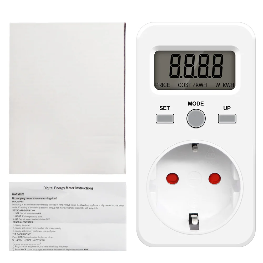 KWE-PMB03 medidor de energia digital wattímetro soquete tensão consumo de energia watt ac 230v 16a analisador de eletricidade monitor testador