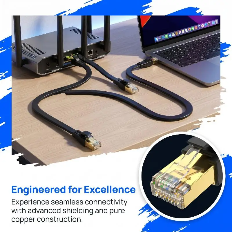 CAT 8 Ethernet Cable 40Gbps 2000MHz CAT8 RJ45 Network Lan Patch Cord Flat 1m 5m For Modem Router 5/4