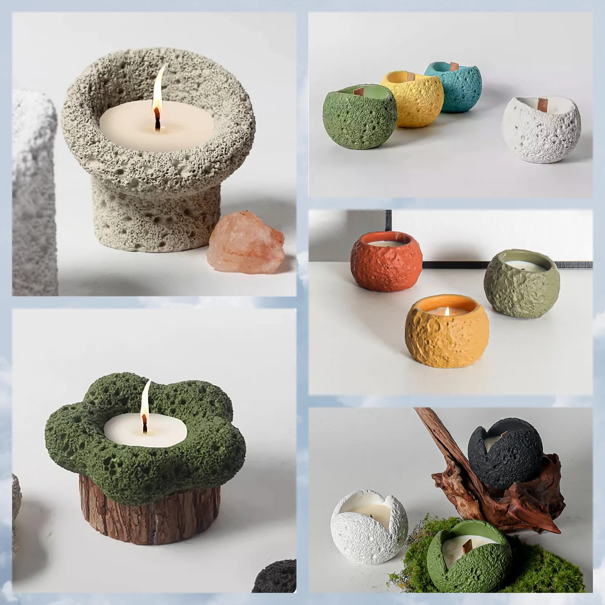 

Lunar surface candle jar Silicone mold Concrete round candlestick mold Gypsum aromatherapy candle storage box mold