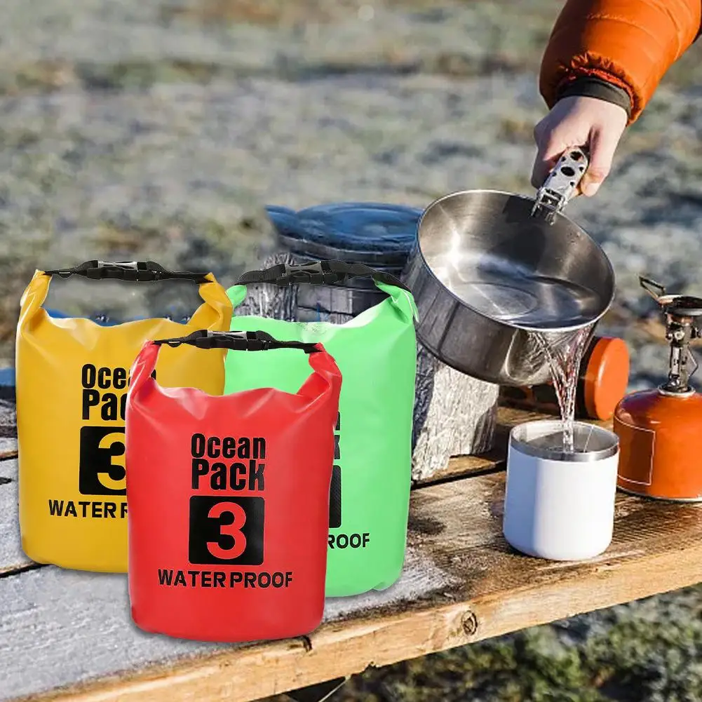 Wodoszczelna torba sucha 3L, torba do pływania, składany worek do przechowywania na plaży, torba do kajakarstwa, raftingu, trekkingu rzecznego, pływająca torba wodna.