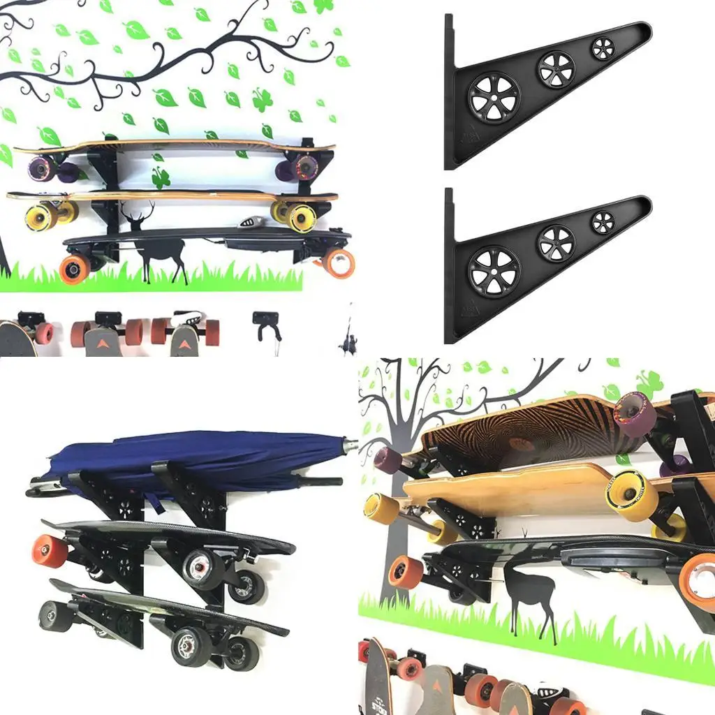 Skateboard Wall Bracket Ski Hanger Guitar Wall Bracket for Skateboard, Longboard, Snowboards, Water Skis