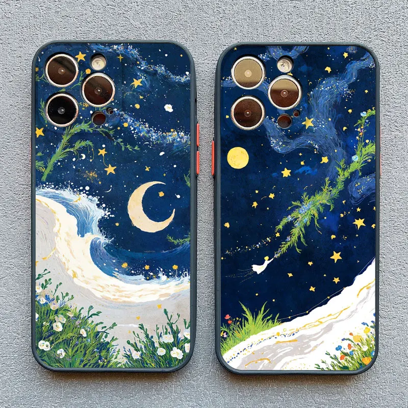 The Little Prince Starry Sky Phone Case For iPhone 17 16 15 14 Pro Max Plus 13 12 11 Pro Max Mini XR XS X 7 8 SE2 Shell Fundas