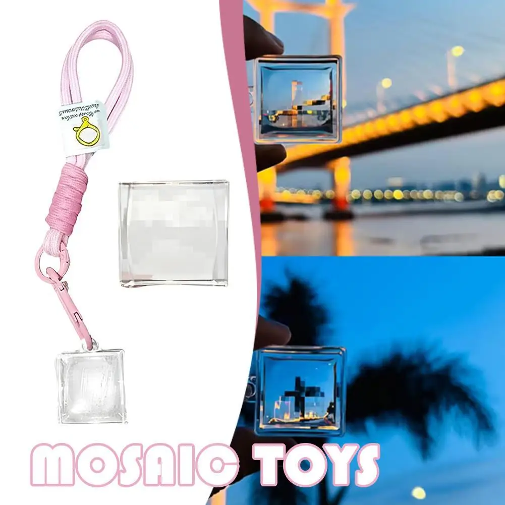 

Pixel Mosaic Filter Lens Retro Game Effect Phone Camera Attachment Keychain Portable High Clarity Transparent Material