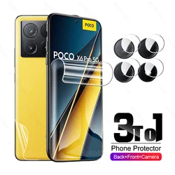 전면 후면 하이드로겔 필름, 샤오미 Poco X6 Pro 5G 카메라 유리, PocoX6 PocoX6Pro PocoF6 F6Pro X6Pro 5G 화면 보호대, 3To1