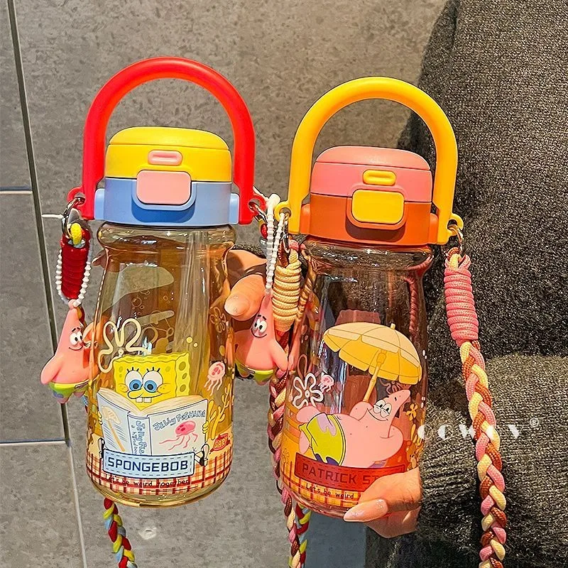 

Желтая бутылка для воды с соломинкой для детей, портативная бутылка для питья с мультяшным дизайном, летняя спортивная бутылка для мальчиков