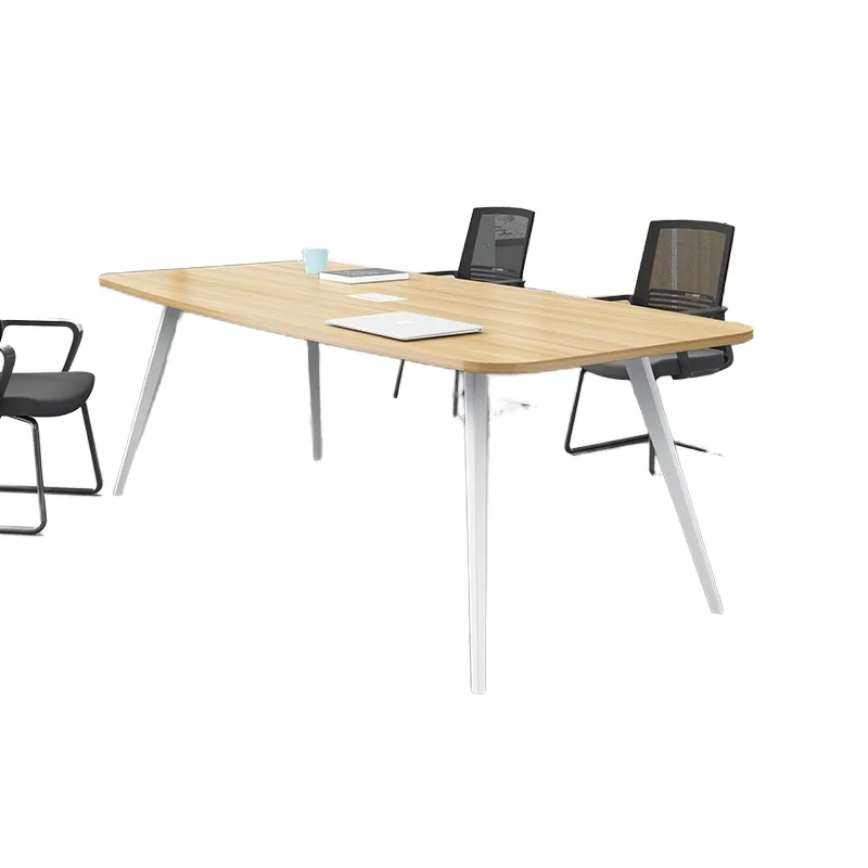 *Metal-Legged Conference Table Wood-Grain Conference Table Favorable Price  Modern Conference Table