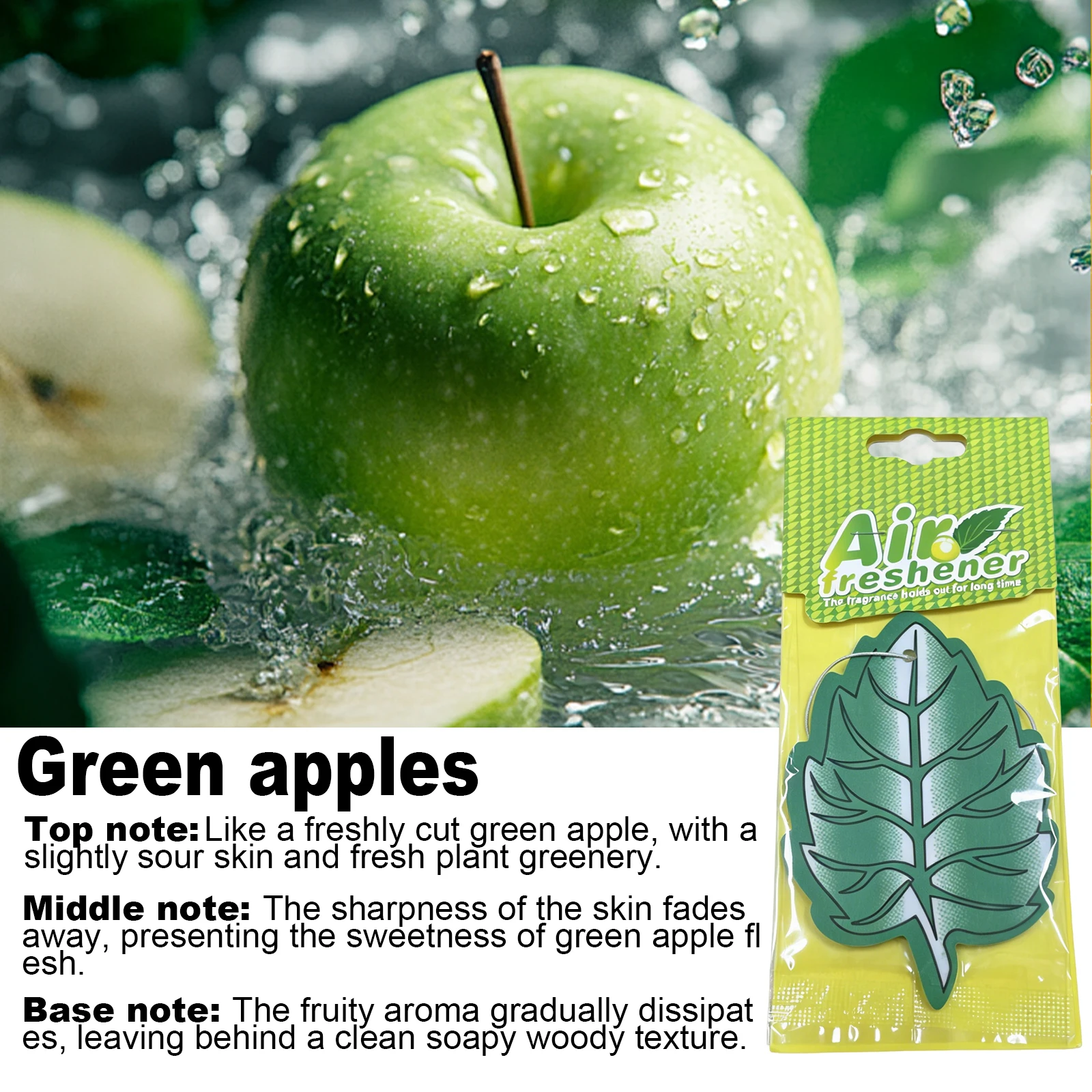 5/10/20 Pcs Green Apple Scent Car Air Freshener - Long Lasting Hanging Leaf Scent, Odor Eliminator for Car & Home