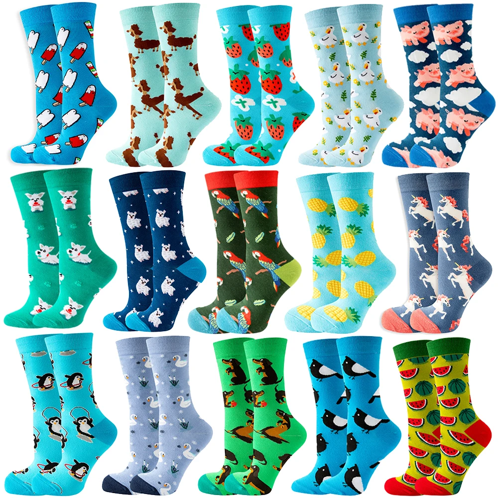 

Women Socks Cartoon Animal Food Fruit Socks Kawaii Funny Trendy Socks Happy Harajuku Casual Socks Autumn Spring Stocking