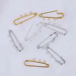 10pcs/Lot Safety Pins Brooch Blank Base Brooch Pins 50mm Pins 3/5 Rings Jewelry Pin For Jewelry Making Supplies Accessorie