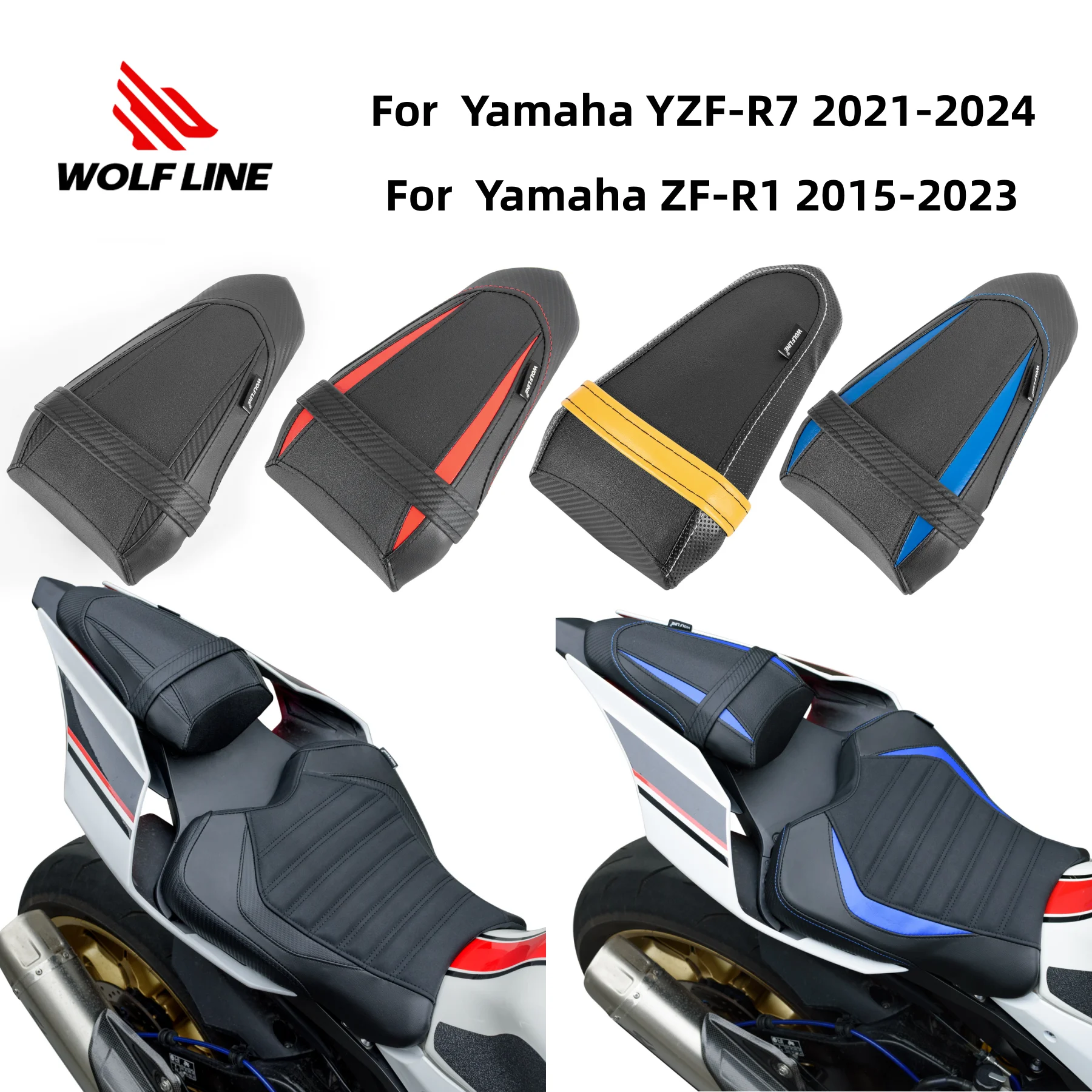 

Motorcycle Rear Comfort Seat Cushion Pad Synthetic Leather Pillion Pad For Yamaha YZF-R7 2021-2024 Fit For YZF-R1 2015-2023