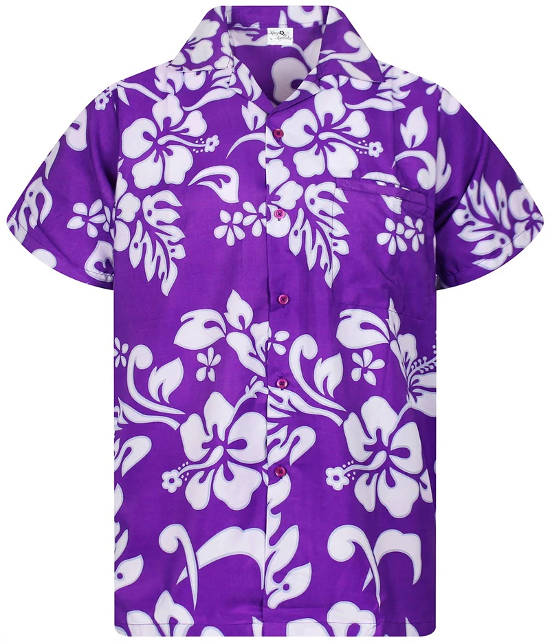 Hawaiian Shirt Men Funky Casual Button Down Shortsleeve Unisex Flowers Beach Flower Hibiscus Tees Streetwear Shirts Wholesale