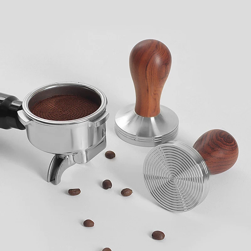 

Stainless steel wood handle threaded espresso powder press, Italian minimalist with multiple specifications to choose from