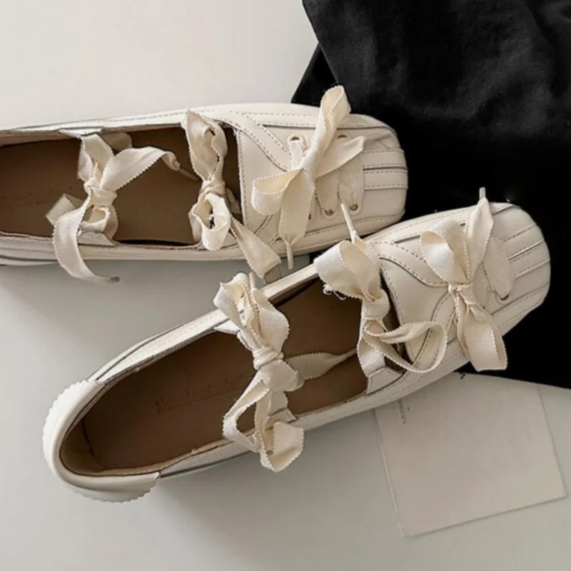 

Новый стиль, женские туфли на плоской подошве с цветными блоками, 2022, милая женская обувь Мэри Джейн с квадратным носком и бантом, повседневная удобная повседневная обувь без шнуровки на плоской подошве