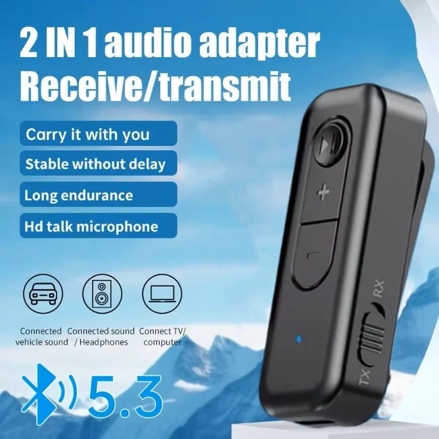 

Адаптер Bluetooth 5.3 с разъемом 3,5 мм, беспроводной Bluetooth-передатчик-приемник стерео для наушников, телефонов, телевизоров, автомобильных аудиосистем