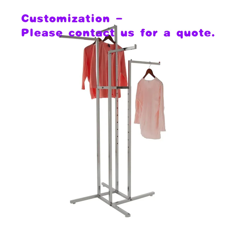 custom.Customized Heavy-Duty 4-Way Adjustable-Plated Clothing Handbags Display Stand 4 Inclined Arms