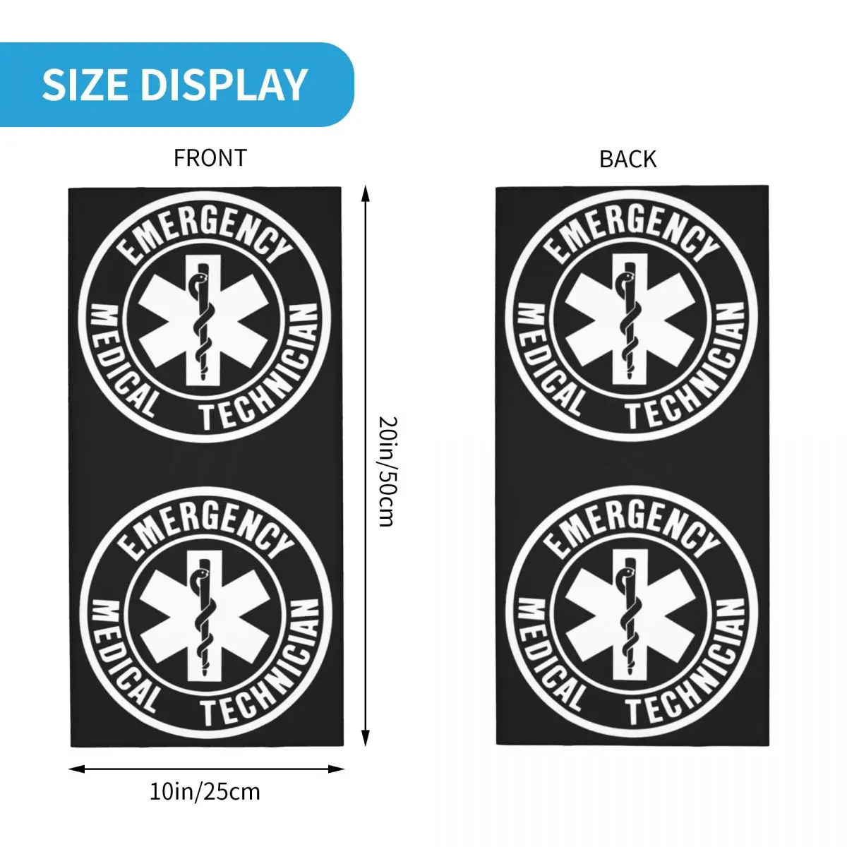 Custom Emt Star Of Life Emergency Medical Technician Logo Neck Gaiter Women Men UV Face Shield Winter Bandana Scarf for Hiking