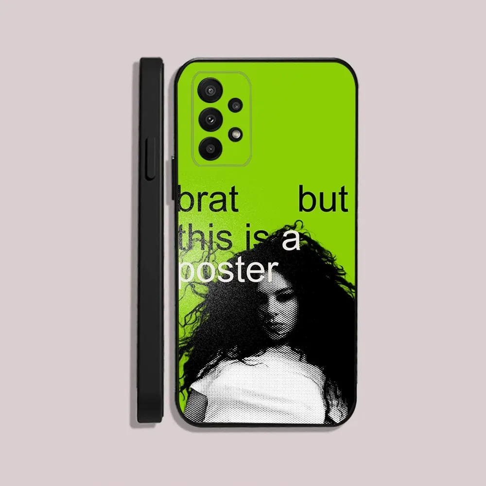 Singer C-Charli XCX BRAT Phone Case For Samsung S24,23,22,30,21,10,9,Ultra,Plus,Lite,FE,5G Black Soft Case