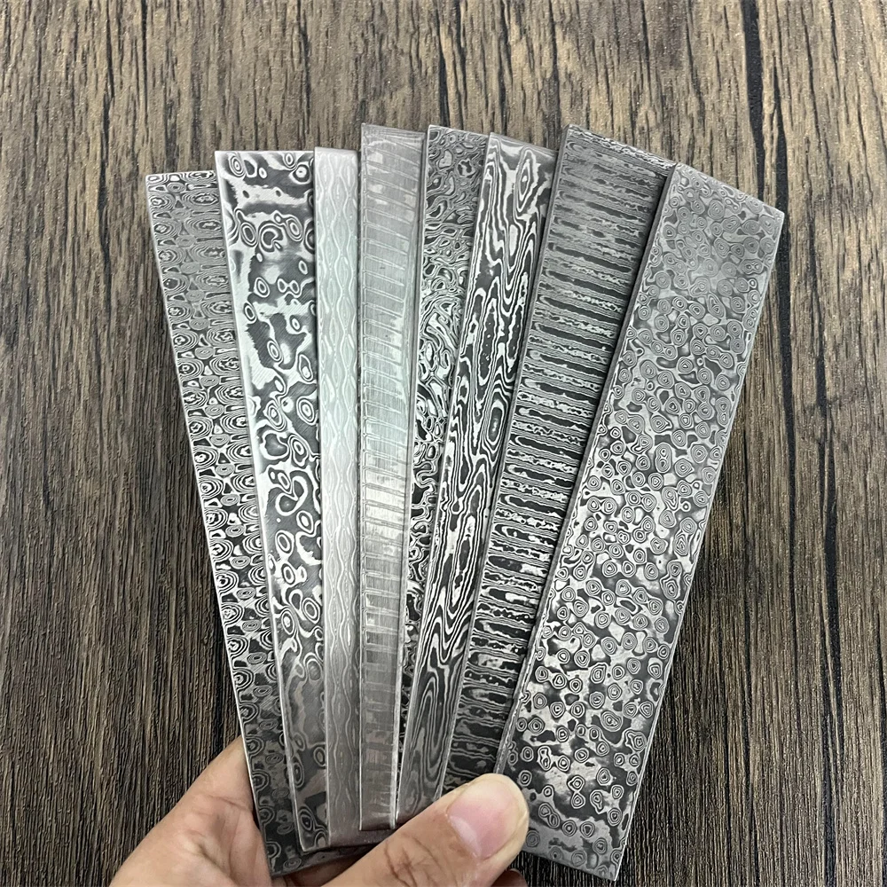 Damascus Steel Billet Patterned Steel Cutter Making Bar Embryo Forging Materials Quenched Smoothed for DIY Knives