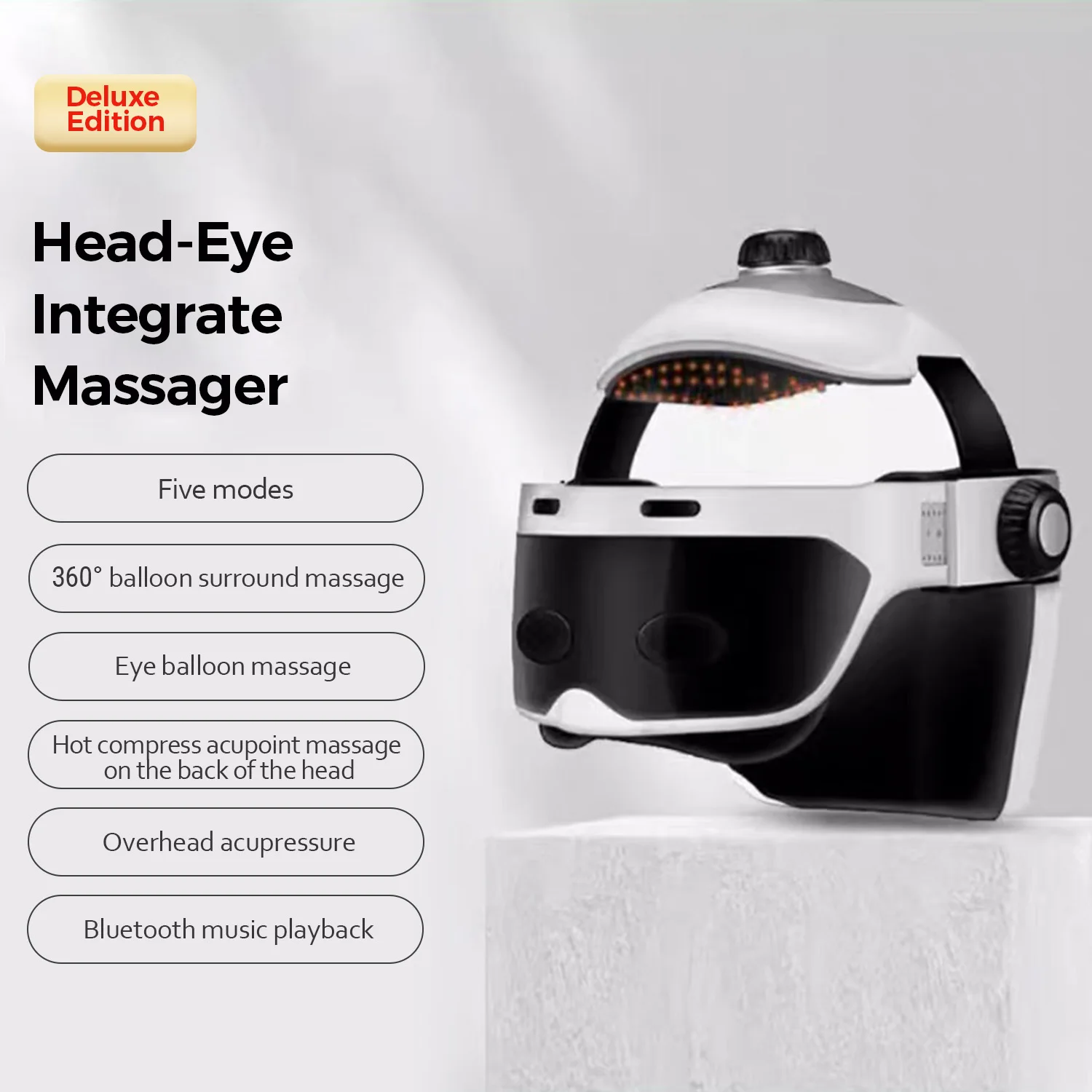 Electric Head Massager Scalp Automatic Hot Compress Relaxation Massager for Headaches Air Pressure Kneading Bluetooth Music