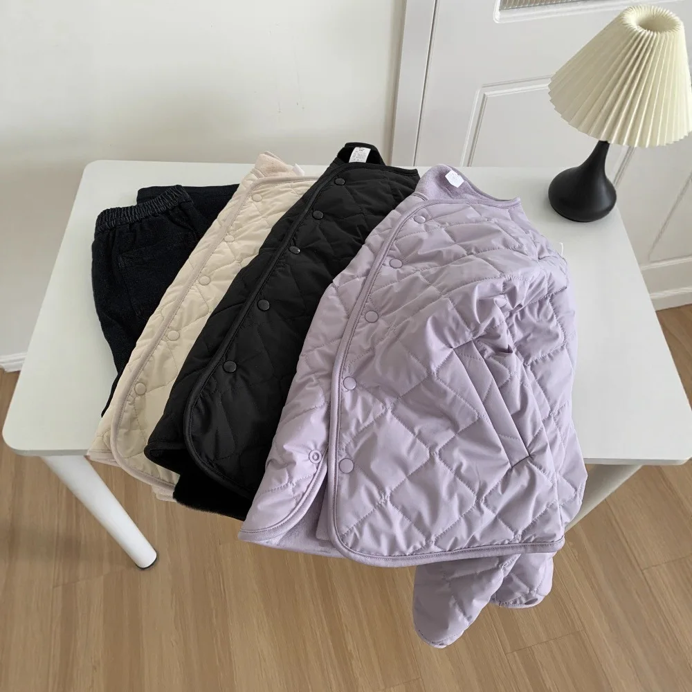 2025 شتاء جديد مبطن الصوف عكسها سترة قطن للنساء فضفاضة عادية سميكة فو فرو منك الخامس الرقبة معطف الشتاء