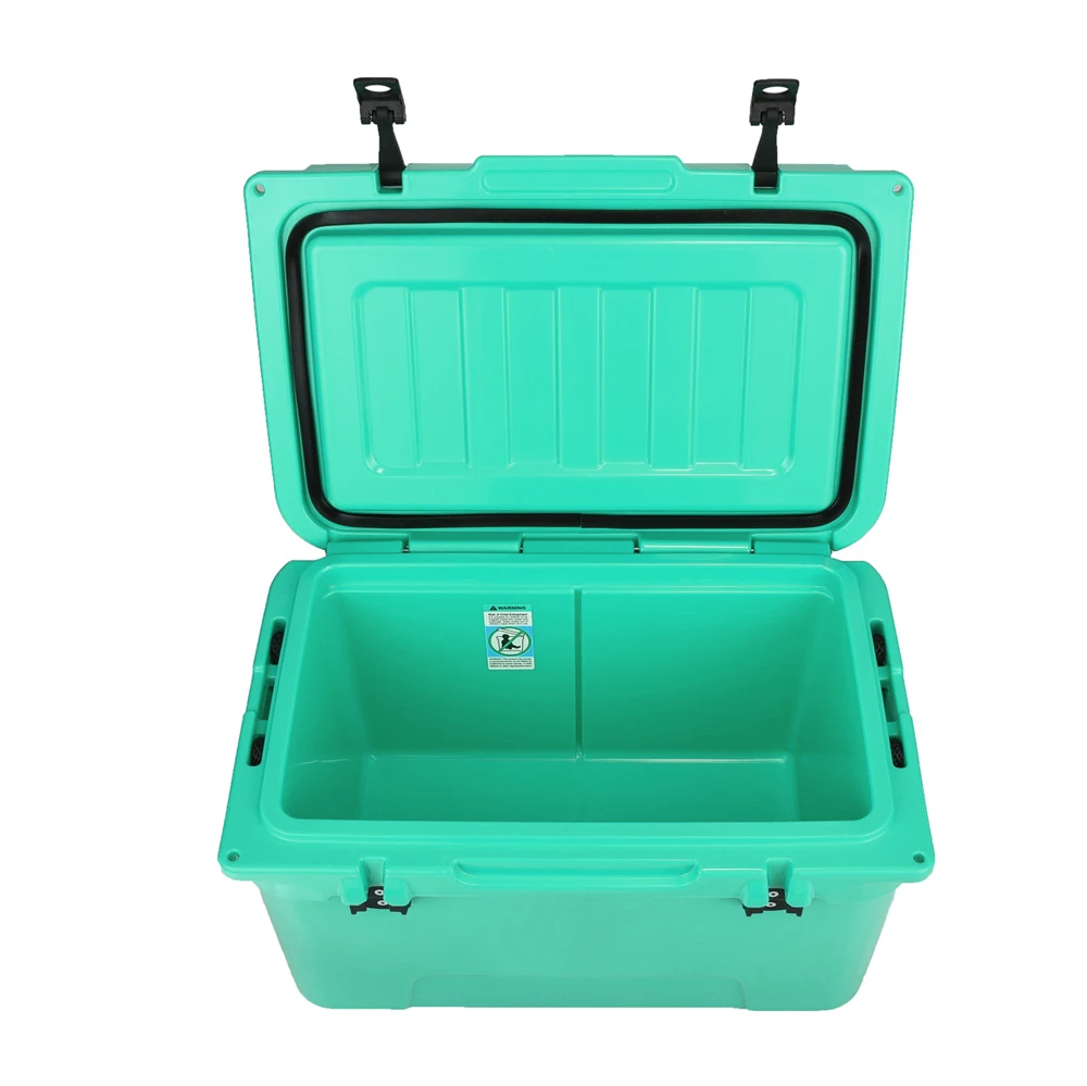 Commercial Grade 65QT Roller Rotomolded Polyethylene Refrigerator Cooler with Hot Drain Plug for Fishing, Wine, and Food Storage