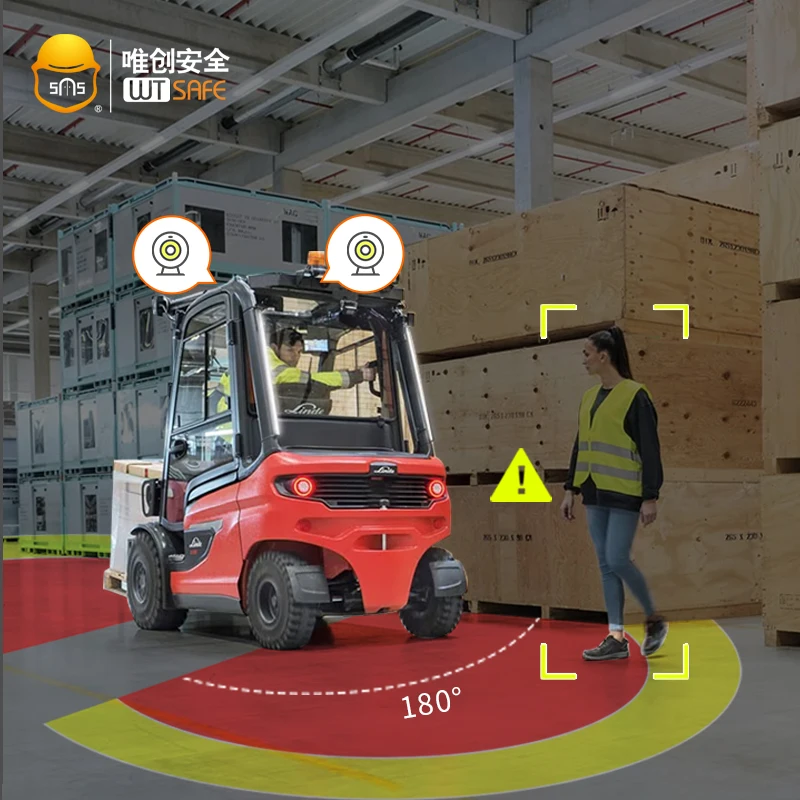 Carretilla elevadora de carga de vehículos pesados, sistema de detección de peatones con cámara AI BSD de seguridad