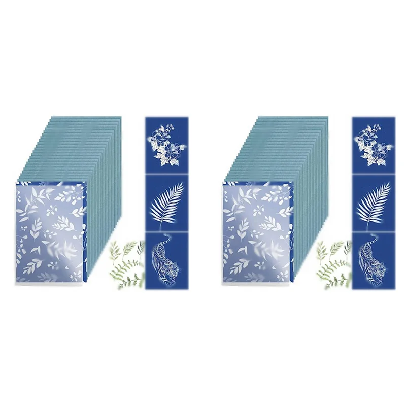 60 ورقة من ورق Cyanotype، مجموعة ورق فني من الشمس، ورق رسم بالطاقة الشمسية، ورق طباعة طبيعي للأطفال والكبار والحرف الفنية