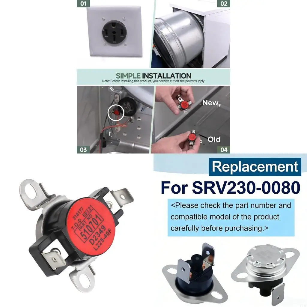 F92F Dryer Temperature Regulator D510701 High Limit Thermostat 225F Rating